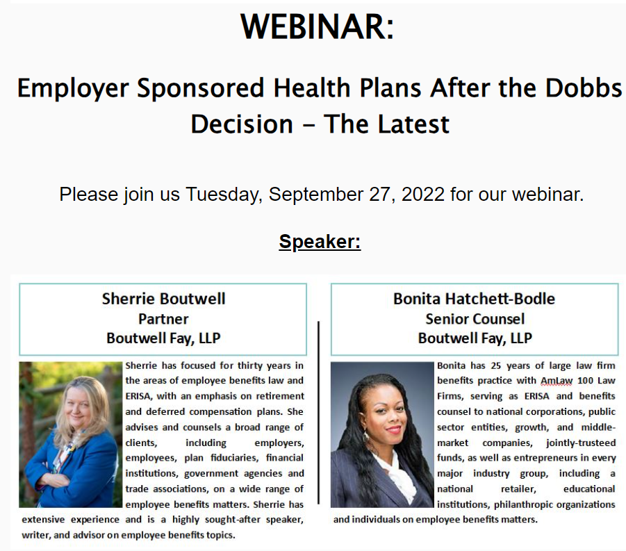 Employer Sponsored Health Plans After the Dobbs Decision